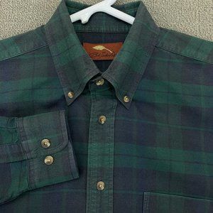 Bob Timberlake Shirt Mens Medium Green Black Plaid Button Up Long Sleeve #9569